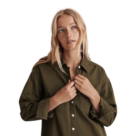 Madewell Utility Button Front Shirtdress | Loden Green | Fall Layering S NWT - Picture 2 of 15